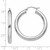 Image of 35mm 14K White Gold Polished 4mm Lightweight Tube Hoop Earrings T859L