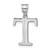 Image of 14K White Gold Polished Etched Letter T Initial Pendant