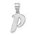 Image of 14K White Gold Polished Script Letter P Initial Pendant