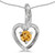 Image of 14k White Gold Round Citrine And Diamond Heart Pendant (Chain NOT included)