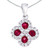 Image of 14K White Gold Round Ruby & .13ctw Diamond Clover Pendant (Chain NOT included)