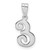 Image of 14K White Gold Script Letter E Initial Pendant