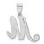 Image of 14K White Gold Script Letter M Initial Pendant