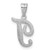 Image of 14K White Gold Script Letter T Initial Pendant