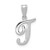 Image of 14K White Gold Script Letter T Initial Pendant