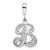 Image of 14K White Gold Solid Polished Filigree Initial B Pendant