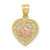 Image of 14k Yellow & Rose Gold Flower On Waven Heart Pendant