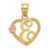 Image of 14K Yellow & Rose Gold Initial E In Heart Pendant Image of 14K Yellow & Rose Gold Initial E In Heart Pendant