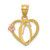 Image of 14K Yellow & Rose Gold Initial O In Heart Pendant