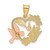 Image of 14k Yellow & Rose Gold w/Rhodium Amor in Heart w/ Doves Pendant