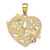 Image of 14k Yellow & Rose Gold with Rhodium #1 Daughter on Heart w/ Flower Pendant