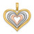Image of 14k Yellow & Rose Gold with Rhodium Beaded Polished Triple Hearts Pendant