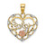 Image of 14k Yellow & Rose Gold with Rhodium I Love You In Heart w/ Flower Pendant