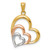 Image of 14k Yellow & Rose Gold with Rhodium Polished 3 Hearts Pendant D4356