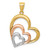 Image of 14k Yellow & Rose Gold with Rhodium Polished 3 Hearts Pendant K2551