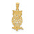 Image of 14K Yellow Gold & Rhodium Owl Pendant