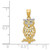 Image of 14K Yellow Gold & Rhodium Owl Pendant