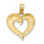 Image of 14K Yellow Gold & Rhodium Polished & Textured Heart Pendant