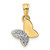 Image of 14k Yellow Gold & White Rhodium Half Shiny-Cut Butterfly Pendant