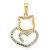 Image of 14k Yellow Gold & White Rhodium Shiny-Cut Cat Heart Pendant