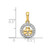 Image of 14k Yellow Gold & White Rhodium Shiny-Cut Clover in Circle Pendant