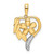 Image of 14k Yellow Gold & White Rhodium Shiny-Cut Floral Heart Pendant