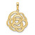 Image of 14k Yellow Gold & White Rhodium Shiny-Cut Flower Pendant M2987