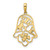 Image of 14k Yellow Gold & White Rhodium Shiny-Cut Good Luck Symbols on Hamsa Pendant