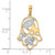 Image of 14k Yellow Gold & White Rhodium Shiny-Cut Good Luck Symbols on Hamsa Pendant