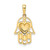 Image of 14k Yellow Gold & White Rhodium Shiny-Cut Heart Hamsa Pendant