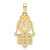 Image of 14k Yellow Gold & White Rhodium Shiny-Cut Spade Symbol Hamsa Pendant