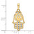 Image of 14k Yellow Gold & White Rhodium Shiny-Cut Spade Symbol Hamsa Pendant