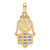 Image of 14k Yellow Gold & White Rhodium Shiny-Cut Spade Symbol Hamsa Pendant