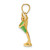 Image of 14K Yellow Gold 2-D Green Enameled Martini w/ Cherry Pendant K6789