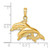 Image of 14K Yellow Gold 2-D Polished & Engraved Double Dolphins Pendant