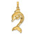 Image of 14K Yellow Gold 2-D Polished Dolphin Jumping Pendant K7416