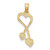 Image of 14K Yellow Gold 2-D Polished Heart w/ Double Heart Beaded Tassel Pendant