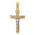 Image of 14K Yellow Gold 2-Tone Shiny-Cut Medium Block Lattice Cross w/ Crucifix Pendant