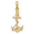 14K Yellow Gold 3-D Anchor w/ Shackle & Entwined Rope Pendant