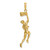 Image of 14K Yellow Gold 3-D Basketball Player w/ Raised Ball & Partial Hoop Pendant