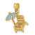 Image of 14K Yellow Gold 3-D Beach Chair w/ Blue Enameled Umbrella Pendant