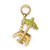 Image of 14K Yellow Gold 3-D Beach Chair w/ Green Enameled Umbrella Pendant