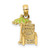 Image of 14K Yellow Gold 3-D Beach Chair w/ Green Enameled Umbrella Pendant