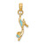 Image of 14K Yellow Gold 3-D Blue Enamel Open Toe High Heel Pendant