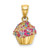 Image of 14K Yellow Gold 3-D Cupcake Pendant w/ Colored Bead Icing