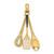 Image of 14K Yellow Gold 3-D Enamel Spatula, Wooden Spoon, Whisk Moveable Pendant