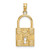 Image of 14K Yellow Gold 3-D Padlock w/ Key Hole Pendant