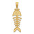 Image of 14K Yellow Gold 3-D Polished & Textured Fishbone Pendant