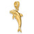 Image of 14K Yellow Gold 3-D Polished & Textured Mini Dolphins Jumping Pendant