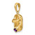 Image of 14K Yellow Gold 3-D Simulated February/Synthetic Stone Baby Shoe Pendant